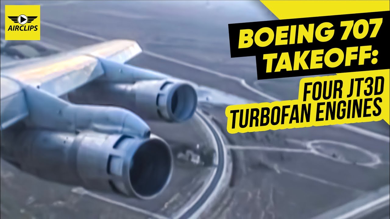 MUST HEAR Boeing 707 Takeoff Four JT3D turbofan engines giving their best  loudest AirClips