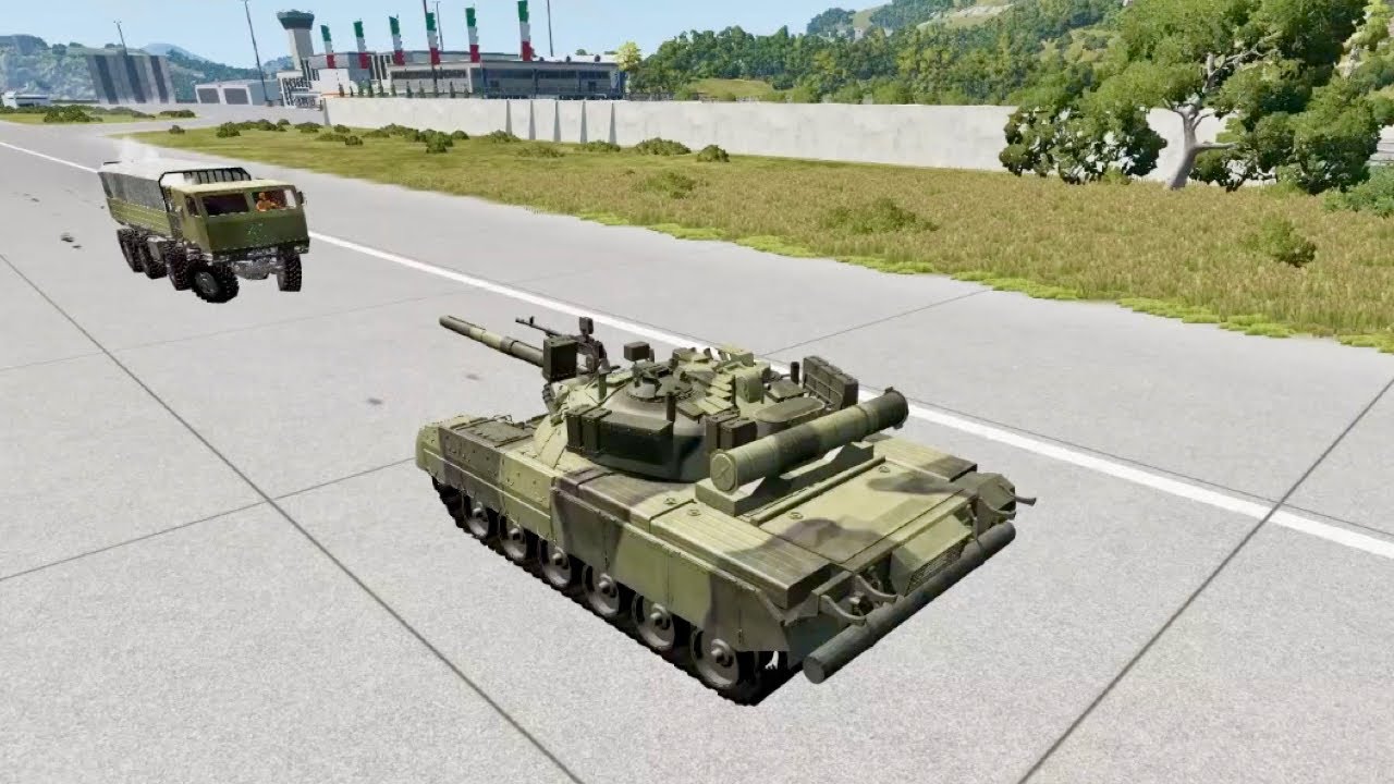 Extreme Car Crashes BeamNG.Drive Tank vs Fighter Plane I Tank vs