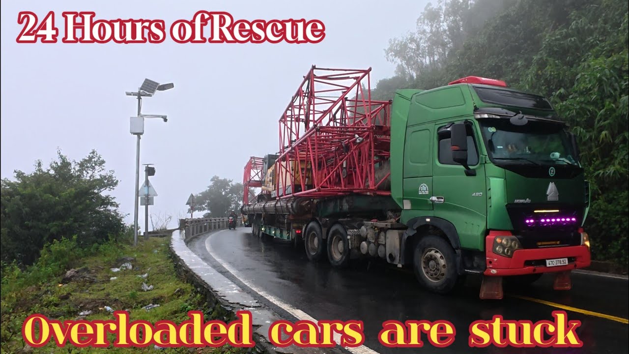24 hours rescue overloaded tractor-trailer stuck in impasse pass