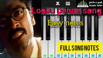 Loosu penne Song Easy piano notes | Vallavan | Yuvan | Pitch-u-pudi