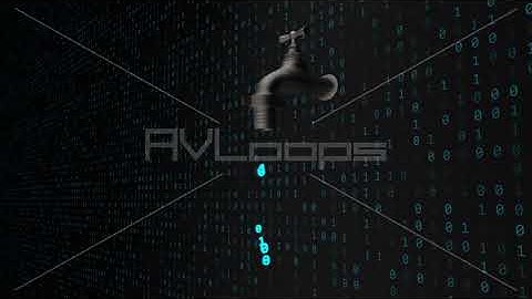 Data Leak Concept with Software Binary Code Flowing from Faucet Tap - IncrediVFX - AVloops