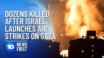 Israeli air strike kills dozens, including children, along the Gaza Strip. I 10 News First