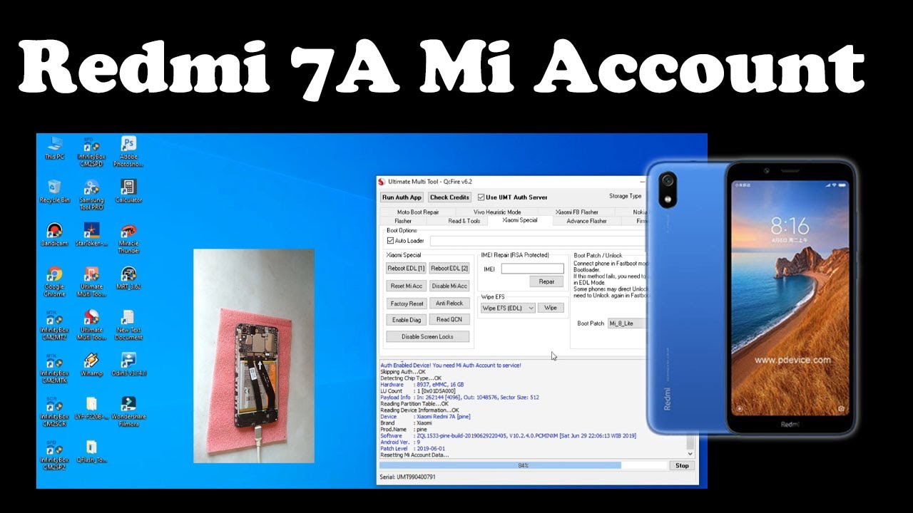 How To Reset Mi Account Redmi 7a Umt Miracle Mrt Youtube