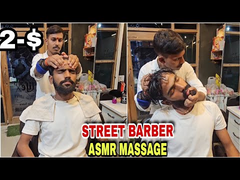 Indian Barber,Asmr Street Barber Best-Ever Head,Neck,Ear,Back,Massage Therapy With Street Barber 💤😴