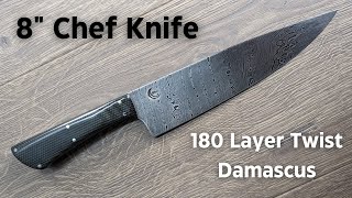 Forging a 180-Layer Twist Damascus Chef Knife
