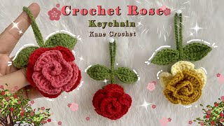 CROCHET KEYCHAIN 🌹 Crochet Rose Keychain Tutorial (Easy Flower Keyring)