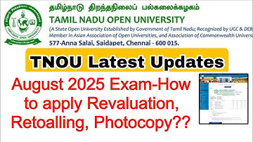 Tamilnadu Open University August 2025 Exam Revaluation Apply demo 👍