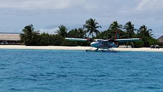 Seaplane taking off from Lux south Ari atoll Maldives