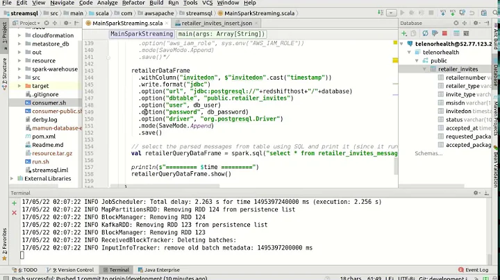 Kafka read spark insert to redshift