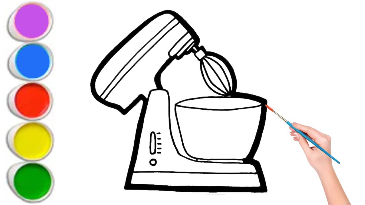 Cake Mixer Drawing, Painting and Coloring for Kids | Easy Cake Mixing ...