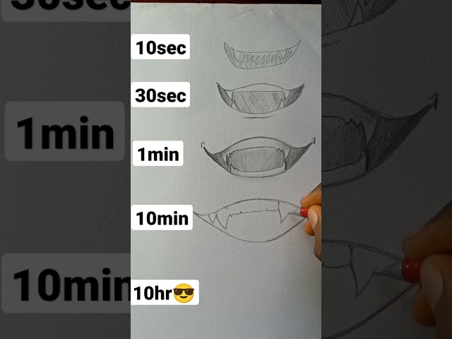 How to Draw anime mouth in 10sec,10mins,10hr😎#shorts class=