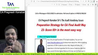 Details How to score Exemption (more than 60) in CA Final Audit May 23 | Full strategy with time-table Update