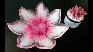 #1494 Incredibly Beautiful Pink 3D Resin Flower Bowl