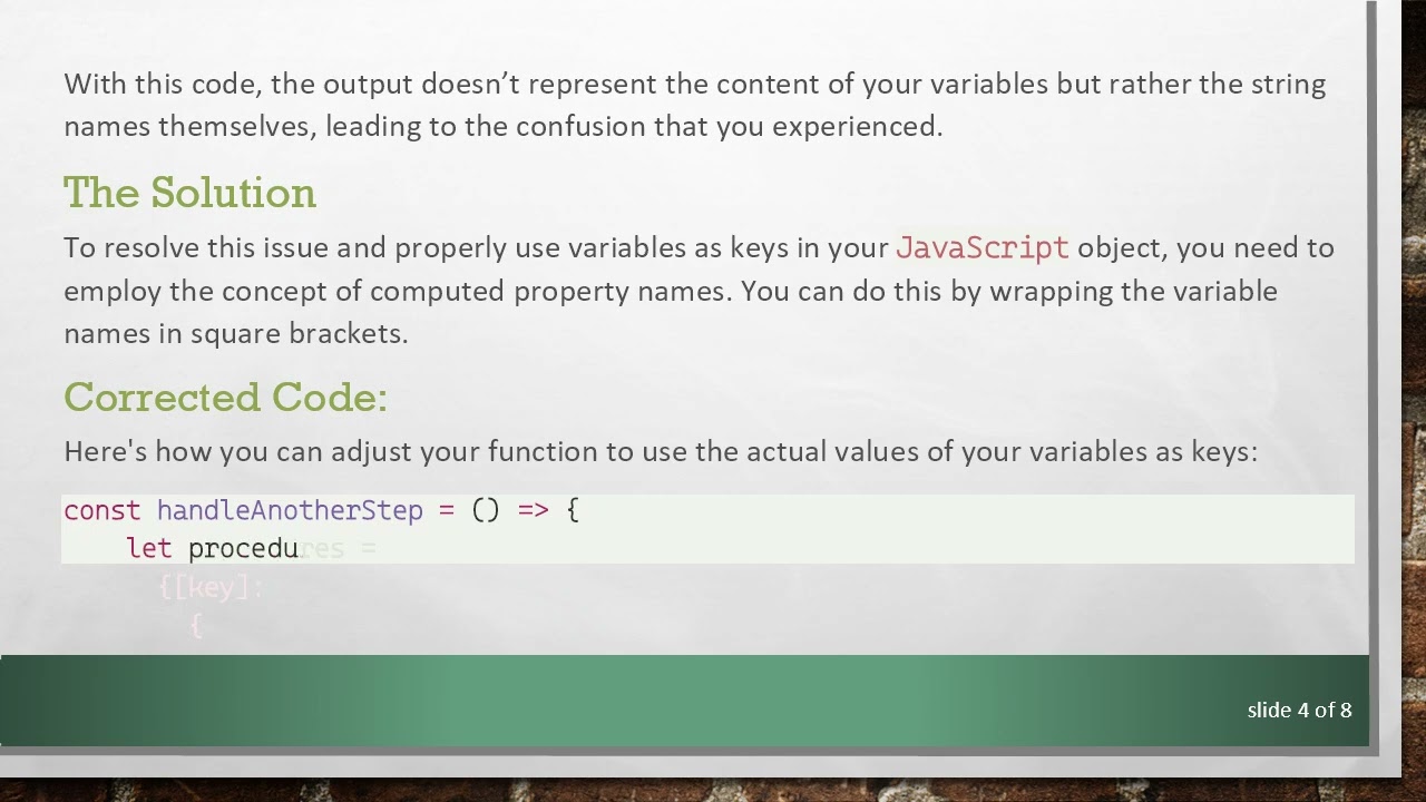 Understanding JavaScript Objects: How to Use Variables as Keys in Your Code