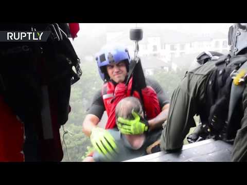 Texans rescued by helicopters from flooding after Hurricane Harvey