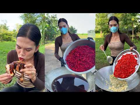Cooking fried chicken with spicy chili yummy recipe