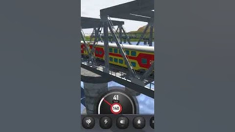 Double decker train overtake Humsafar express standing another Bridge #simulator #hamsafar #trains