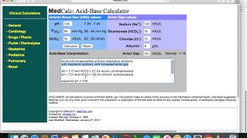 Tutorial para MedCalc Acido Base Calculator