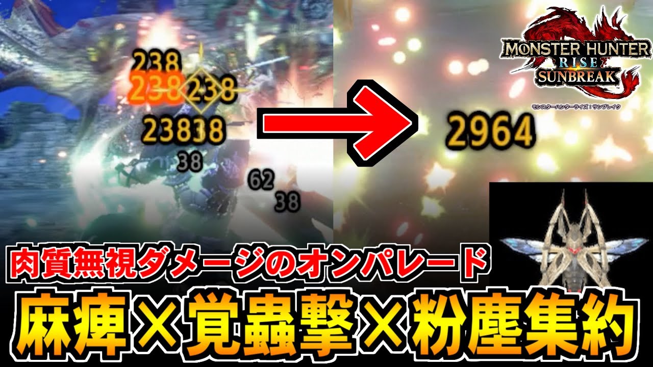 【肉質無視】粉塵集約(覚蟲撃)特化型の麻痺操虫棍の魅力を皆に伝えたい。【MHRise:SB / モンハンサンブレイク】【ゆっくり解説】