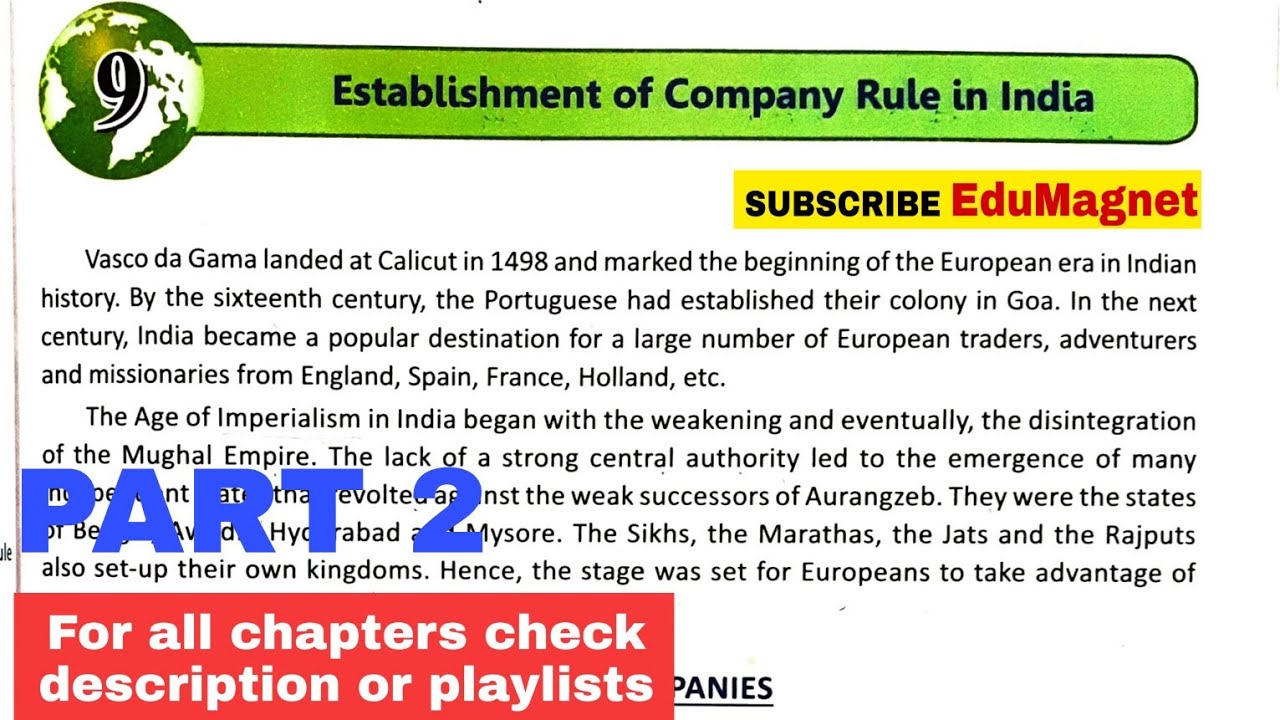ESTABLISHMENT OF COMPANY RULE IN INDIA CHAPTER 9 DAV CLASS 8 SOCIAL ESTABLISHMENT OF COMPANY RULE IN INDIA CHAPTER 9 DAV CLASS 8 SOCIAL