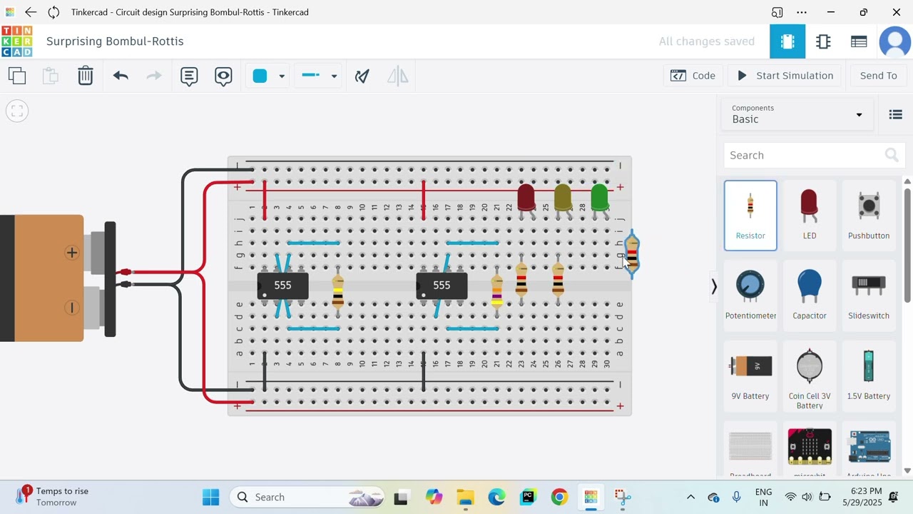 how to make a traffic light circuit using Tinkercad. Easy without coding