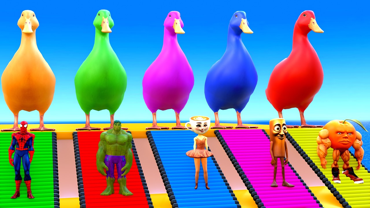 Long Slide Game with Cow Elephant Gorilla Hippopotamus Tiger 3d Animal Game Funny 3d Animals