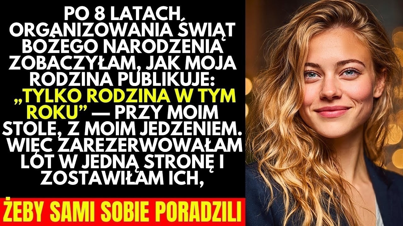 W Wigilię siedziałam sama w ciemnym mieszkaniu, gdy na Facebooku zobaczyłam zdjęcie całej mojej rodziny przy świątecznym stole. Pod spodem był podpis: „Tylko rodzina w tym roku”. Po ośmiu latach,...