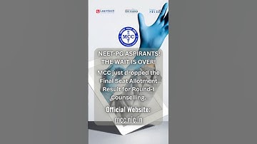 MCC UPDATE ALERT! THE FINAL SEAT ALLOTMENT RESULT FOR ROUND-1 IS OUT! 🚨