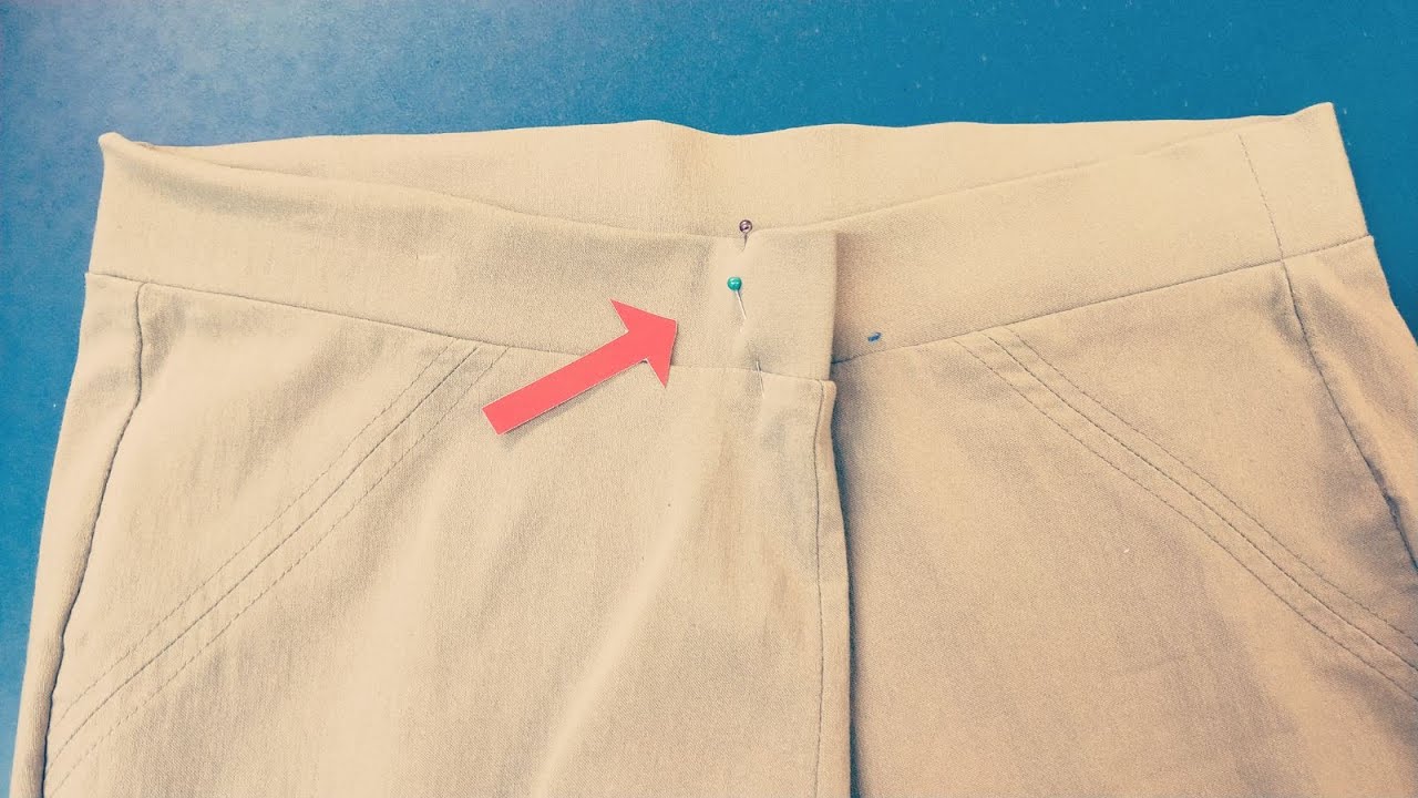 How to take in elastic or replace elastic on waist pants by hand - YouTube