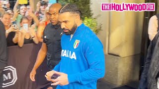 Drake Ignores A Female Fan Begging Him To Sign Her Chest While Leaving His Hotel In New York, Ny