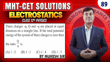 Three charges -q, Q and -q are placed at equal distances on a straight line. | PGMN Solutions