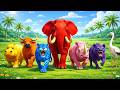 Long Slide Game with Cow Elephant Gorilla Hippopotamus Tiger 3d Animal Game Funny 3d Animals