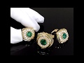 Эксклюзивный мужской ювелирный комплект из золота - кольцо и запонки с бриллиантами и изумрудами