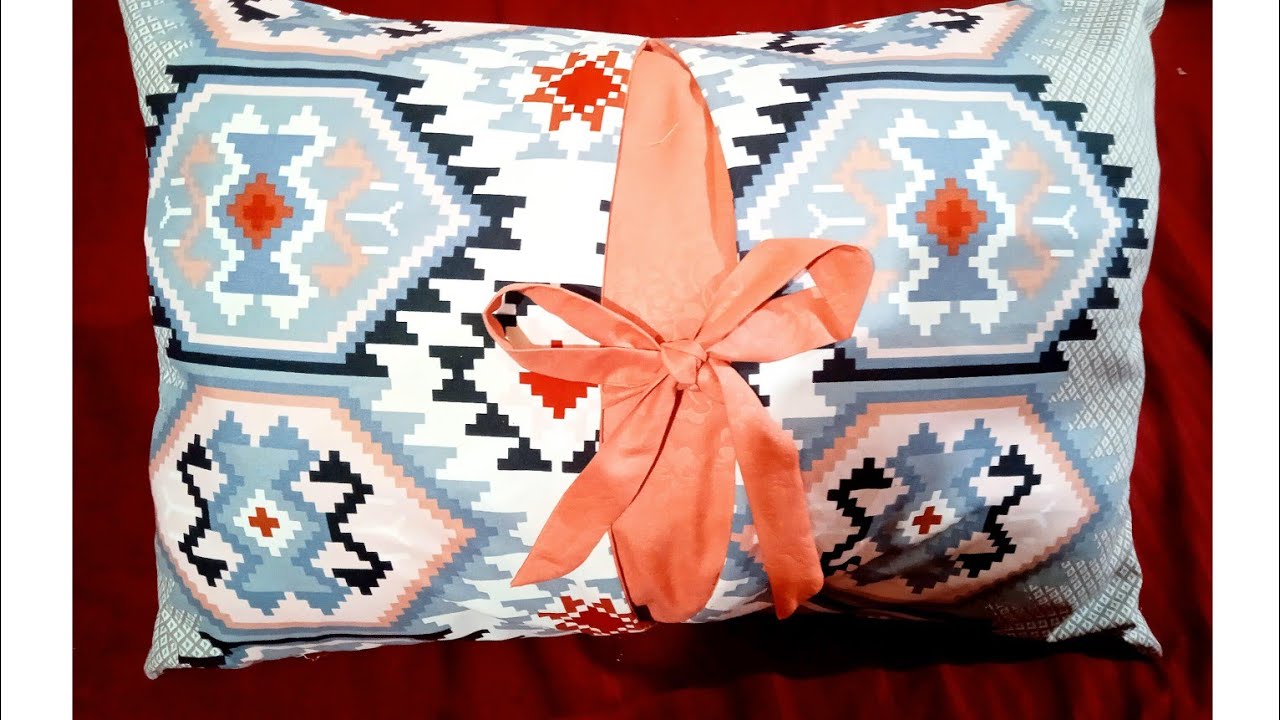 خياطة وسادة الربطة🎀 / وسادة تركية بالخطوات / غلاف مخدة لمشروع طقم سرير/