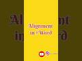 Alignment in Word|| #beginners #computer #tech #trending #shorts