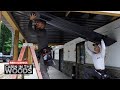 Cabin in the Woods 29: Installing Metal Ceiling Under Porch