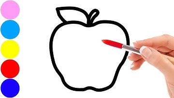 Drawing fruits : apple, peach, banana, pear and coloring for kids toddlers | Sunny Colours ☆