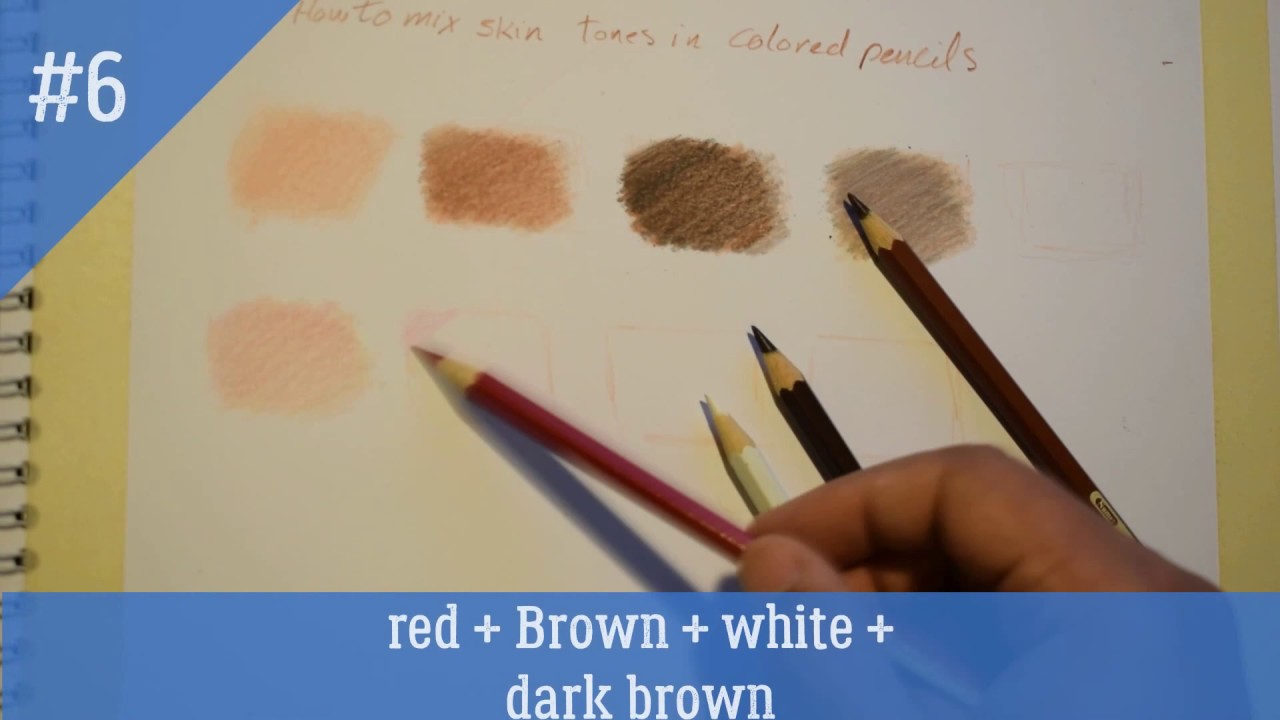 How to mix skin tones in colored pencils درجات البشرة بالالوان الخشب