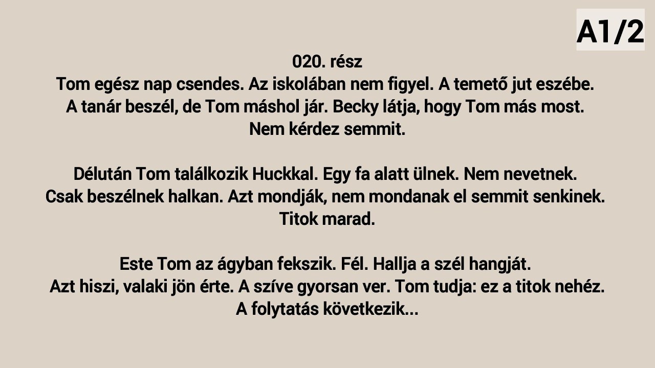 Easy Hungarian Story – Tom Sawyer-020  (HU/EN subtitles)  (A1–A2)