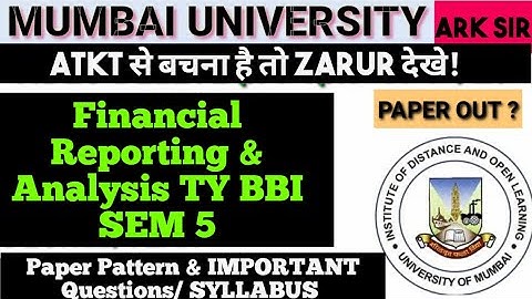 #PAPER_OUT?2024 TyBBI SEM5 Financial Reporting & Analysis SYLLABUS Paper Pattern  Important QUESTION