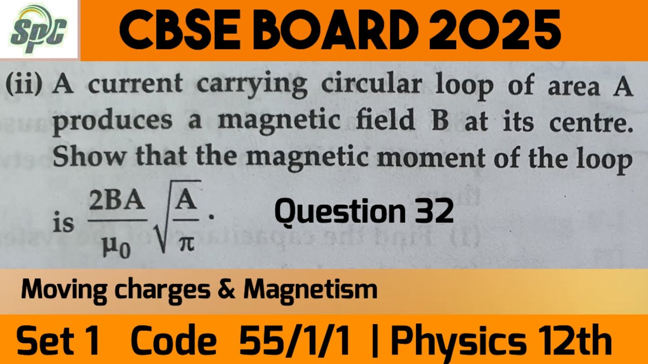 Q32 A current carrying circular loop of area A produces a magnetic ...