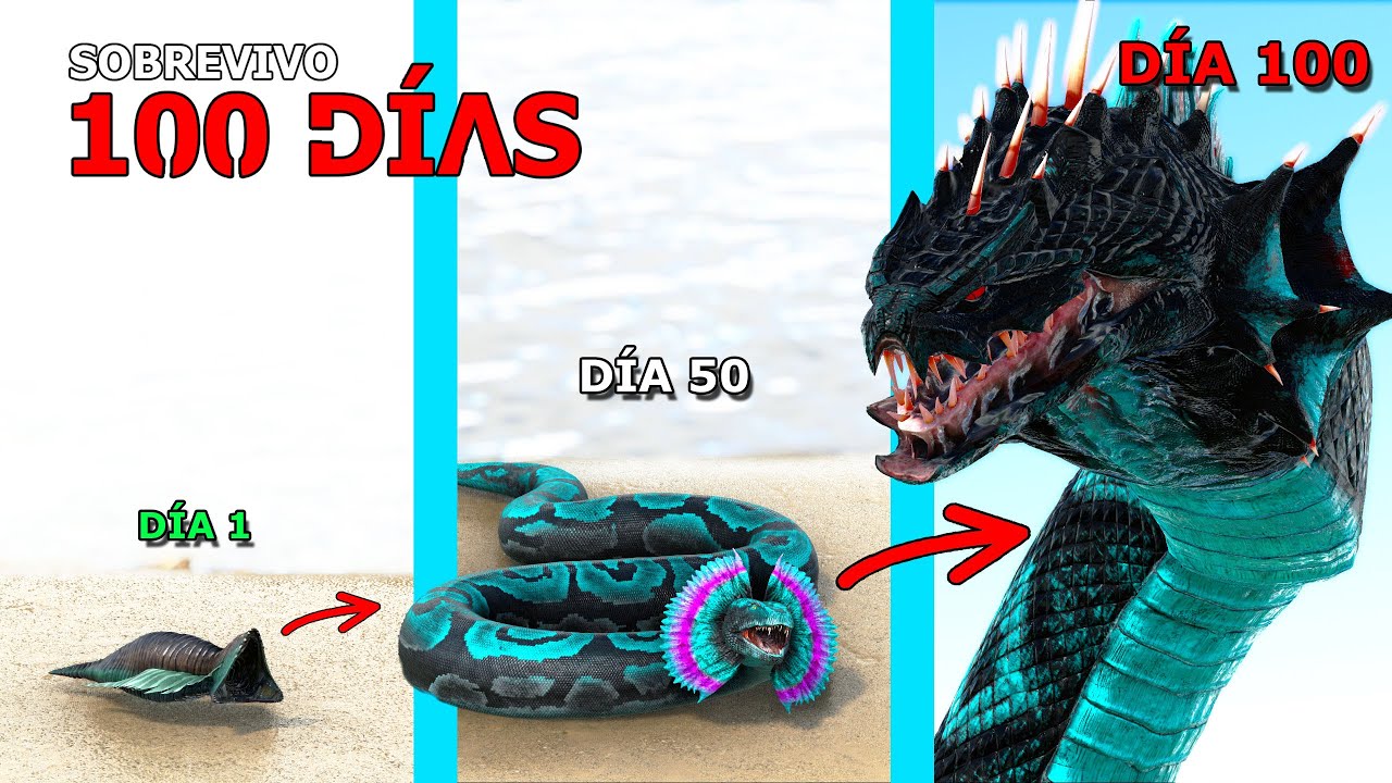 SOBREVIVO como SERPIENTE GODZILLA DINOSAURIO 100 DÍAS en ARK y Evoluciono en destructor de Kaijus!