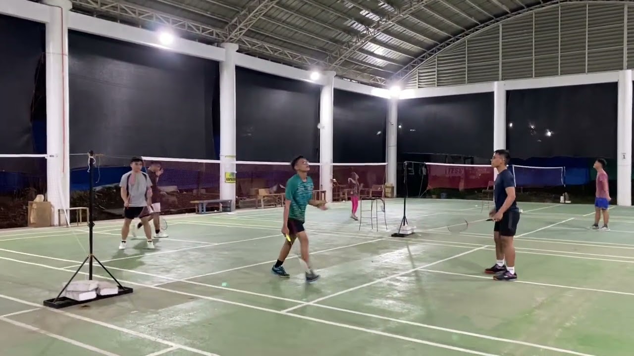 Badminton game match between CJ & Cha vs Je & Ad Set 3 🏸