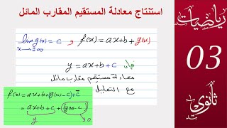 استنتاج معادلة المستقيم المقارب المائل من عبارة الدالة