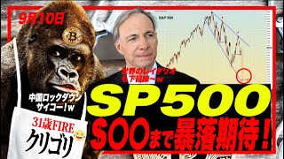 【ブルトラ中ぅ！w】世界のレイダリオもSP500暴落目線！$◯◯まで落ちる可能性が50%以上！ブルトラにカモられるなっ！w ゴリ、クラブに行ってきたどーw