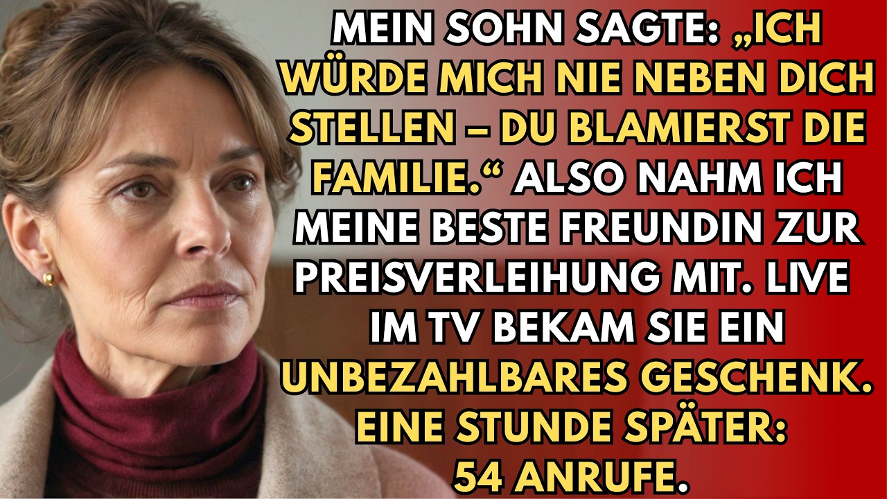 Die Nacht, in der mein Lebenswerk im nationalen Fernsehen geehrt wurde, war dieselbe Nacht, in der ich begriff, dass mein eigener Sohn sich in Grund und Boden für mich schämte. Es begann so...