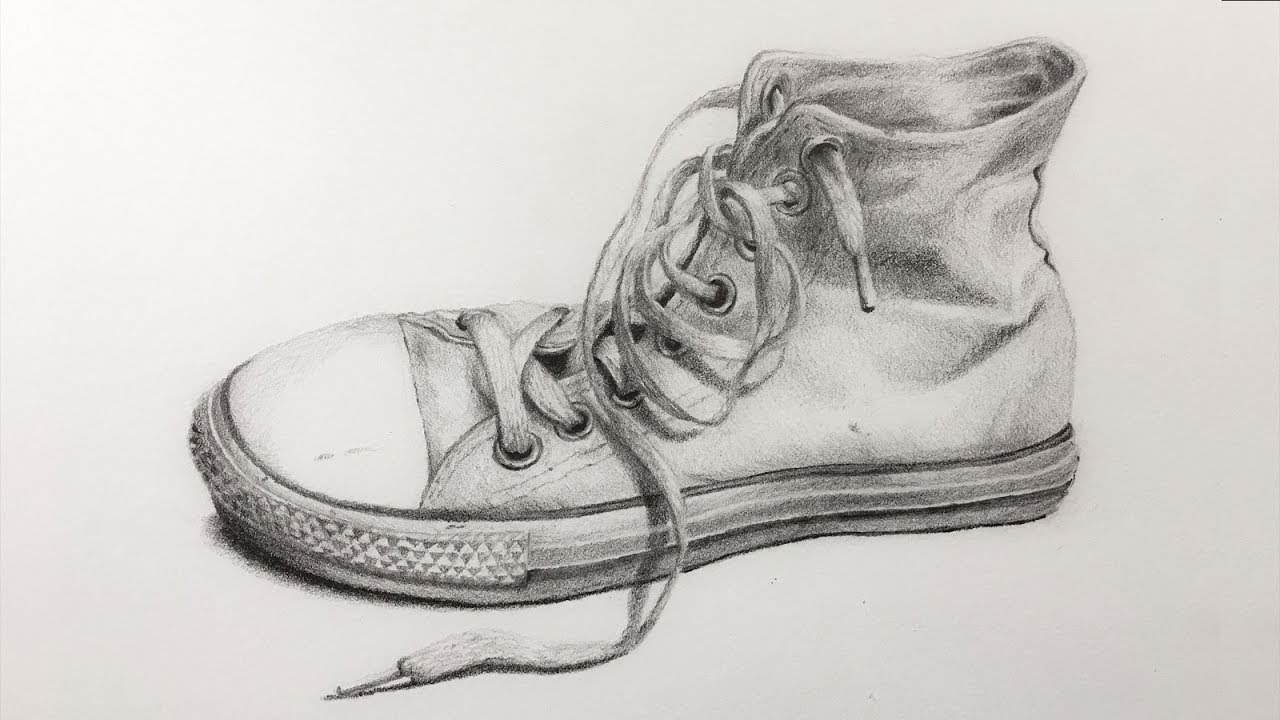 How to Draw an Old Shoe with Pencil 