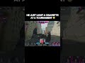 PRO PLAYER LIGHTS CIGARETTE MID MATCH AT TOURNAMENT #cs2 #cs2clips