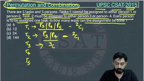 2015 CSAT Permutation and Combination, There are 5 tasks and 5 persons. Tasks-1 cannot be assigned