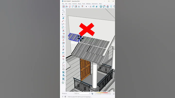 SketchUp Tricks 🌟Learn how to place roof tiles in SketchUp with the simplest method #nicetower #art